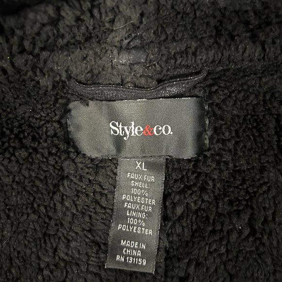 Upcycled Black Faux Suede/Sherpa Vest African Toghu Inspired XL - Picture 6 of 6